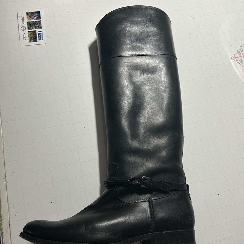 Frye Black Leather Knee-High Boots